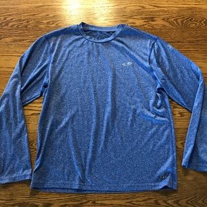 Long sleeve blue and white shirt
